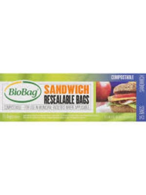 BioBag Sandwich Bags, Resealable, Compostable, 25 count