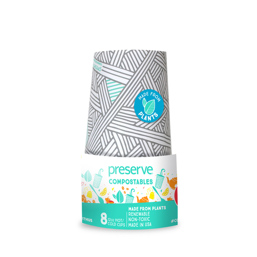 Preserve Compostables 12 oz. Hot/Cold Cup, 8 Count, Natural Preserve Compostables 12 oz. Hot/Cold Cup, 8 Count, Natural