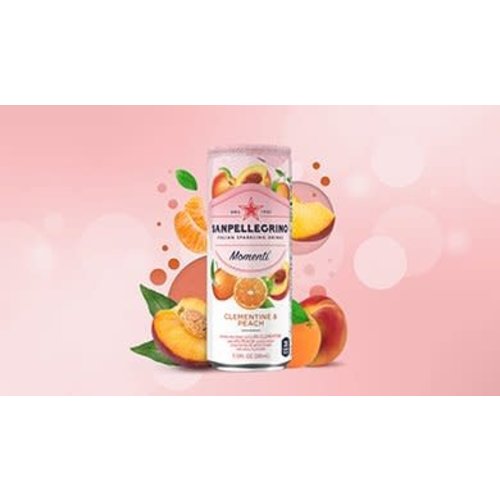 San Pellegrino, Momenti, Clementine & Peach Sparkling Drink, 11.15 fl oz. San Pellegrino, Momenti, Clementine & Peach Sparkling Drink, 11.15 fl oz.