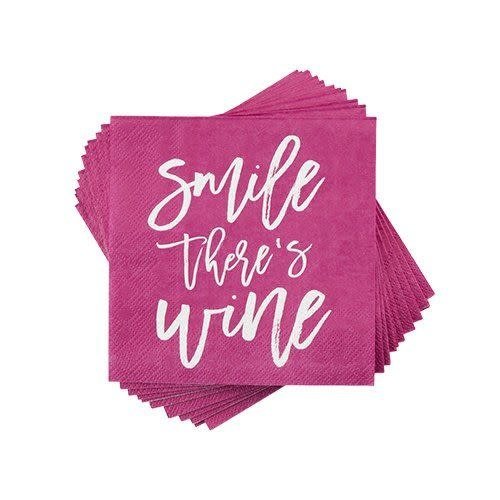 Cocktail Napkin - Smile There's Wine Cocktail Napkin - Smile There's Wine