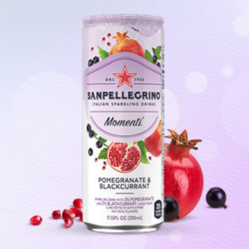 San Pellegrino, Momenti, Pomegranate & Blackcurrant Sparkling Drink, 11.15 fl oz. San Pellegrino, Momenti, Pomegranate & Blackcurrant Sparkling Drink, 11.15 fl oz.