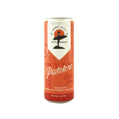 Surf City Still Works "Pistolero" Craft Cocktail Vodka w/ Chili Pepper & Lime 12oz. can - Huntington Beach, CA Surf City Still Works "Pistolero" Craft Cocktail Vodka w/ Chili Pepper & Lime 12oz. can - Huntington Beach, CA