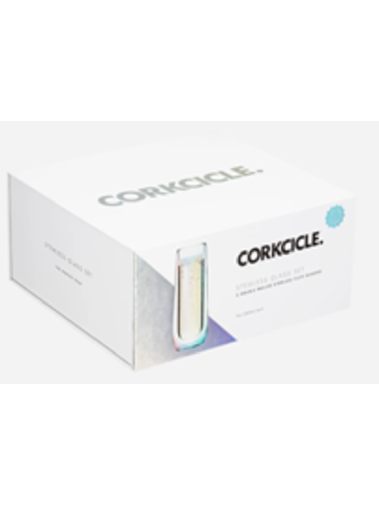 Corkcicle Double-Walled Stemless Prism Flute Glasses, Set of 2, 7 oz each