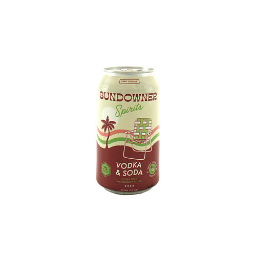 Sundowner Spirits Vodka & Soda with Watermelon & Lime 12oz can, Ventura, CA Sundowner Spirits Vodka & Soda with Watermelon & Lime 12oz can, Ventura, CA