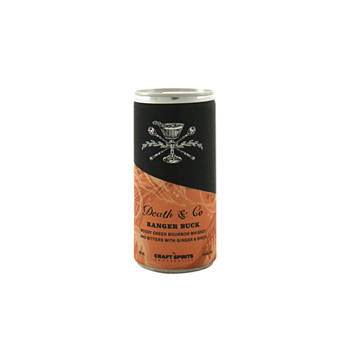 Death & Co "Ranger Buck" Woody Creek Bourbon Whiskey and Bitters with Ginger & Birch 200ml Can, Ventura, CA Death & Co "Ranger Buck" Woody Creek Bourbon Whiskey and Bitters with Ginger & Birch 200ml Can, Ventura, CA