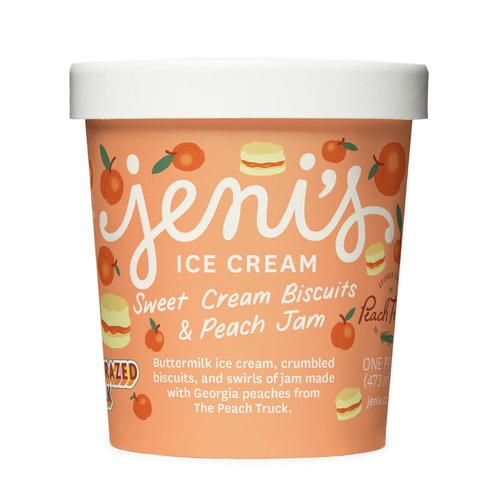 Jeni's Sweet Cream Biscuits & Peach Jam Ice Cream Pint, Ohio