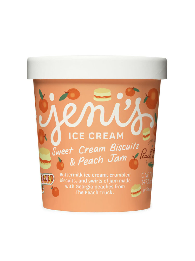 Jeni's Sweet Cream Biscuits & Peach Jam Ice Cream Pint, Ohio