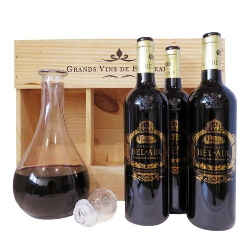 Chateau Bel-Air 2018 Bordeaux Superieur Gift Set - 3 bottles and decanter Chateau Bel-Air 2018 Bordeaux Superieur Gift Set - 3 bottles and decanter