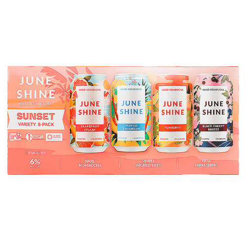 June Shine Hard Kombucha "Sunset" Variety 8 Pack Grapefruit Splash, Mango Daydream, Yumberry, Black Cherry Breeze 12oz can - San Diego, CA
