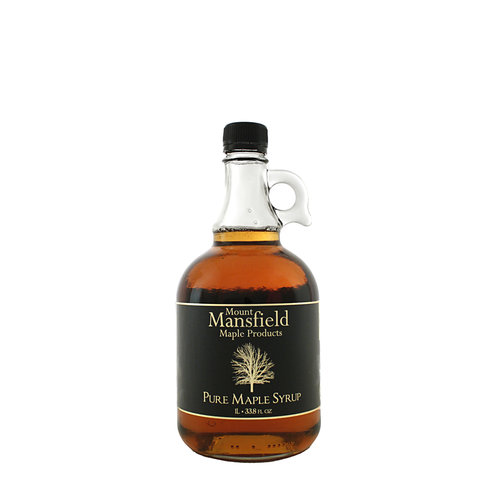 Mount Mansfield Maple Products Pure Maple Syrup Grade A, Certified Organic, Winooski, Vermont, 1 Liter Glass Jug