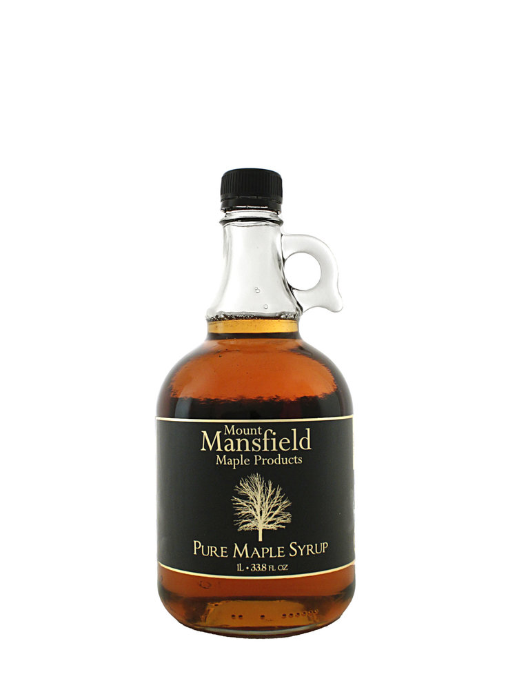 Mount Mansfield Maple Products Pure Maple Syrup Grade A, Certified Organic, Winooski, Vermont, 1 Liter Glass Jug