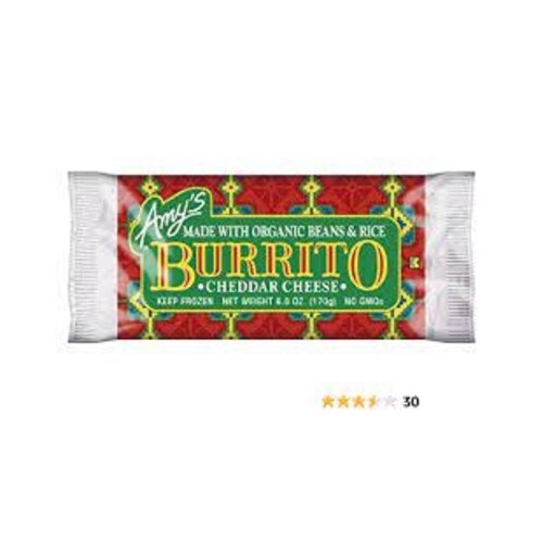 Amy's Organic Beans & Rice Cheddar Cheese Burrito 6.oz, Petaluma, California Amy's Organic Beans & Rice Cheddar Cheese Burrito 6.oz, Petaluma, California