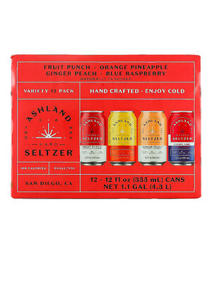 Ashland Hard Seltzer "Red Variety" 12 pack - Fruit Punch, Orange Pineapple, Ginger Peach, Blue Raspberry 12oz cans - San Diego, CA