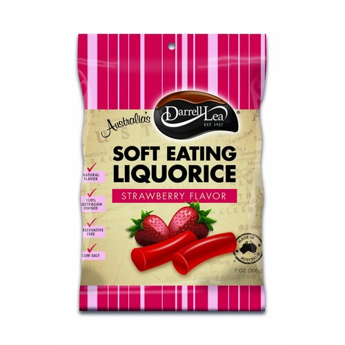 Darrell Lea Soft Australian Licorice Strawberry Flavored 7oz