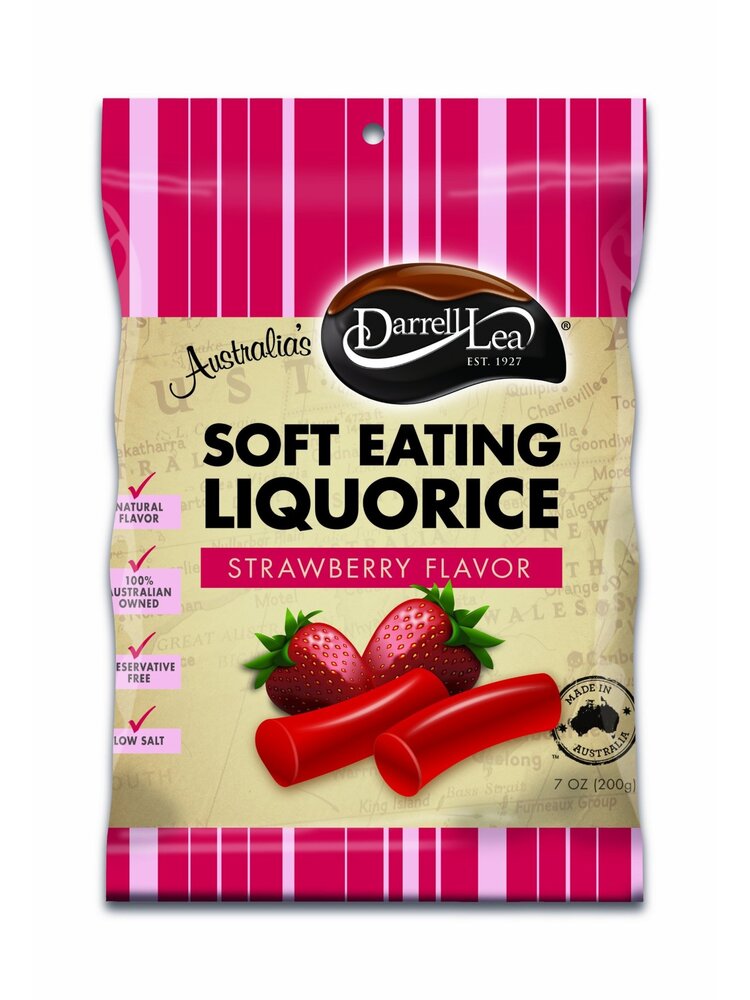 Darrell Lea Soft Australian Licorice Strawberry Flavored 7oz