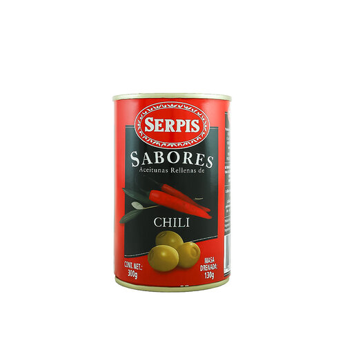 Serpis "Sabores" Green Olives Stuffed With Hot Chili 4.59oz can, Spain