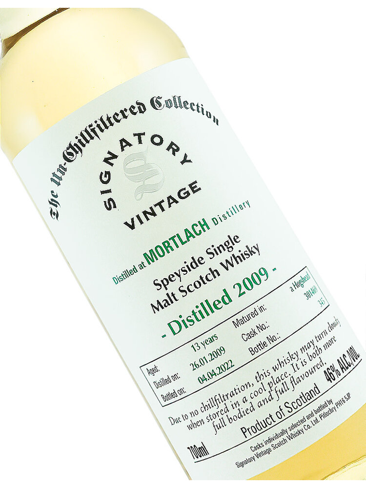 Signatory "The Un-Chillfiltered Collection"  Vintage 2009 Mortlach Distillery Speyside Single Malt Scotch Whisky