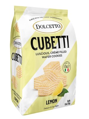 Dolcetto "Lemon" Cubetti Creme Filled Wafer Cookies 8.8oz Bag, Italy
