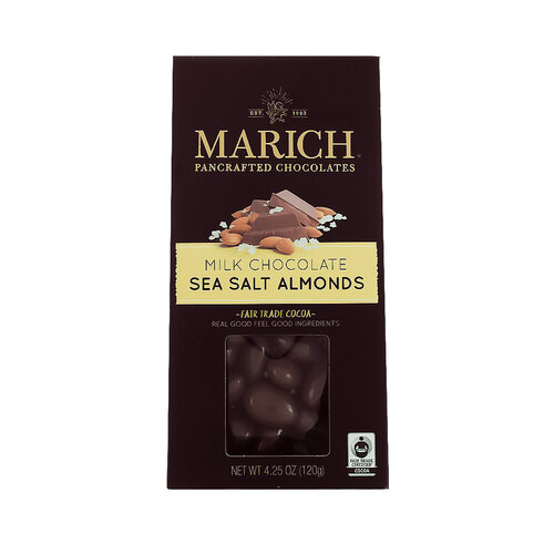 Marich Milk Chocolate Sea Salt Almonds, Hollister, CA, 4.25 oz. box