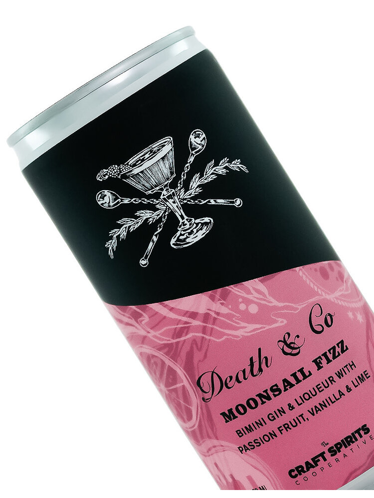 Death & Co "Moonsail Fizz" Bimini Gin & Liqueur with Passion Fruit, Vanilla & Lime 200ml Can, Ventura, CA