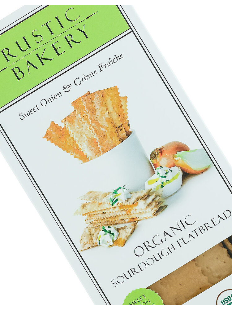 Rustic Bakery "Sweet Onion & Creme Fraiche" Organic Sourdough Flatbread Crackers 6oz, Petaluma, California