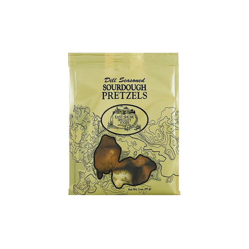 East Shore Specialty Foods Dill Seasoned Sourdough Pretzels 2oz Bag, Hartland, Wisconsin East Shore Specialty Foods Dill Seasoned Sourdough Pretzels 2oz Bag, Hartland, Wisconsin