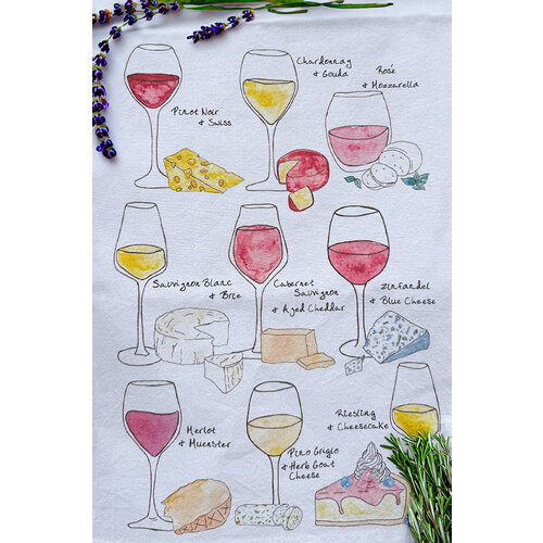 Avery's Home "Wine And Cheese Pairing" Kitchen Towel