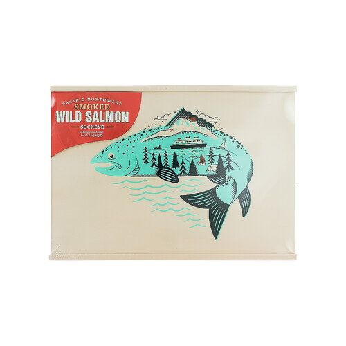 SeaBear Pacific Northwest Smoked Wild Salmon Sockeye 6oz in Wood Box