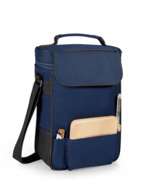 Picnic Time Duet Canvas Wine & Cheese Cooler Bag, Navy Blue