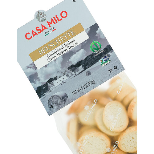 Casa Milo Bruschette Traditional Italian Oven Baked Toasts 5.3oz Bag, Italy