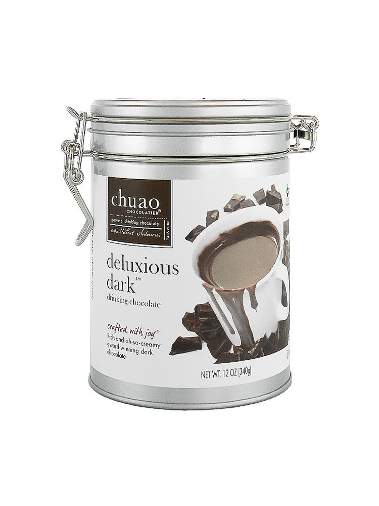 Chuao Chocolatier "Deluxious Dark" Drinking Chocolate 12oz Tin, Carlsbad, California