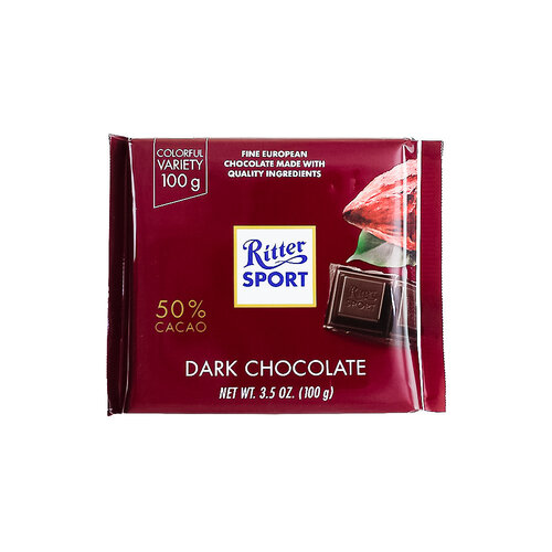 Ritter Sport Dark 50% Cacao Chocolate Bar 3.5oz, Germany