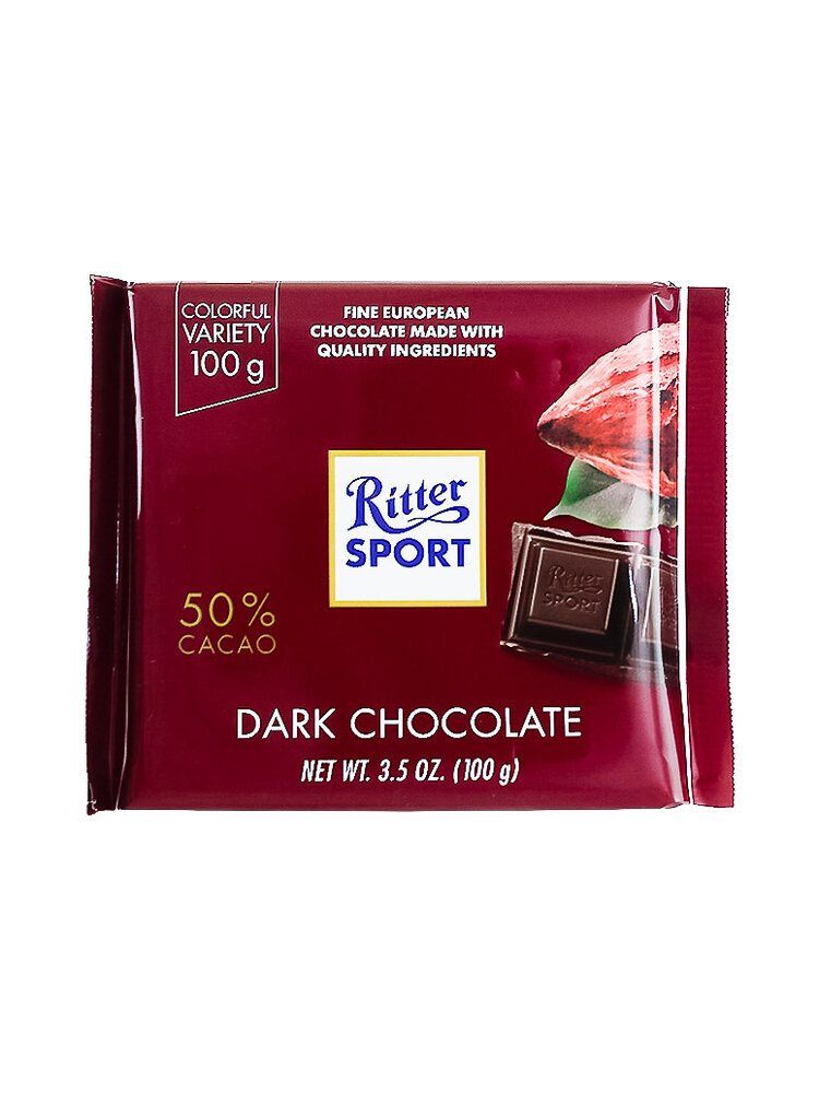 Ritter Sport Dark 50% Cacao Chocolate Bar 3.5oz, Germany