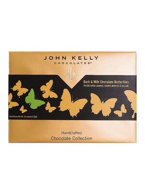 John Kelly 9 Piece "Butterflies" Dark & Milk Chocolate Vanilla Butter Caramel, Roasted Almonds & Sea Salt, Los Angeles