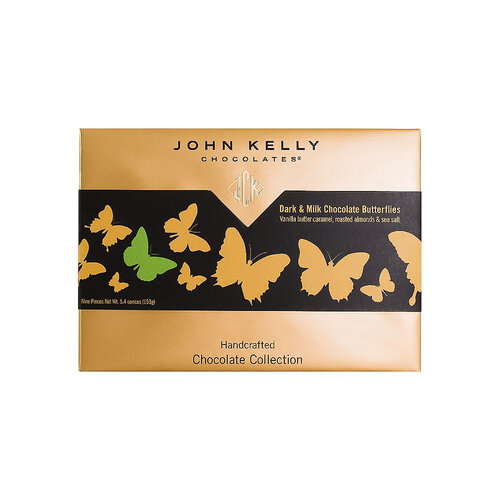 John Kelly 9 Piece "Butterflies" Dark & Milk Chocolate Vanilla Butter Caramel, Roasted Almonds & Sea Salt, Los Angeles