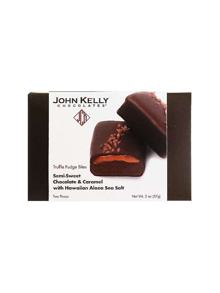 John Kelly 4 Piece Semi-Sweet Chocolate And Caramel With Hawaiian Alaea Sea Salt Truffle Fudge Bites, Los Angeles, California