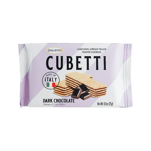 Dolcetto Cubetti Dark Chocolate Wafer Cookie .9oz, Italy