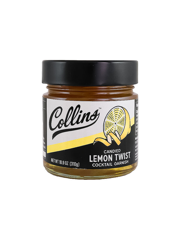 Collins Candied Lemon Twist Cocktail Garnish 10.9oz Jar, Italy