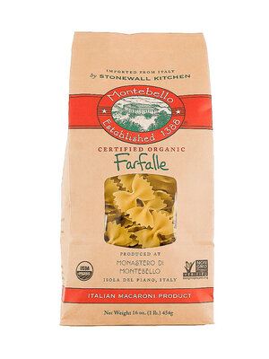 Montebello Certified Organic Farfalle 16oz Bag, Italy