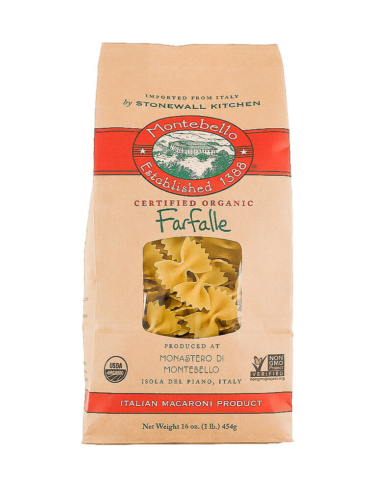 Montebello Certified Organic Farfalle 16oz Bag, Italy