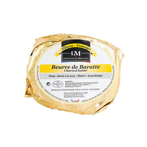 Rodolphe Le Meunier Beurre de Baratte Unsalted Churned Butter 9oz, France