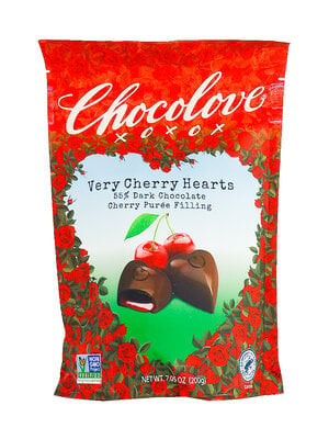 Chocolove Very Cherry Hearts Dark Chocolate Cherry Puree Filling 7.5oz Bag, Boulder, Colorado