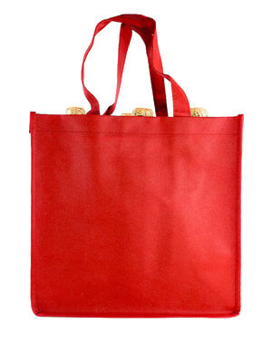 True Brands Burgundy 6 Bottle Woven Wine Tote Bag