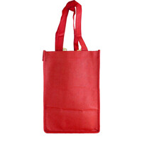 True Brands Burgundy 4 Bottle Woven Tote Bag