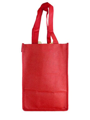 True Brands Burgundy 4 Bottle Woven Wine Tote Bag
