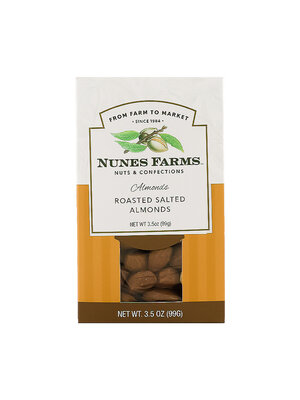 Nunes Farms Roasted Almonds with Sea Salt, 3.5oz Box, Norman, California