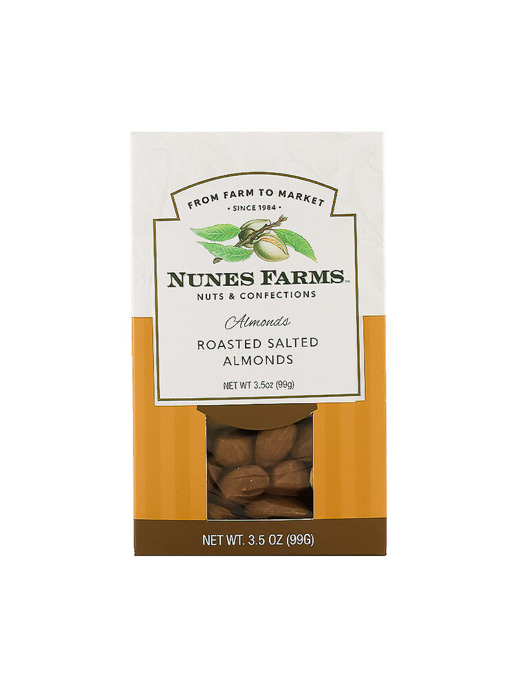 Nunes Farms Roasted Almonds with Sea Salt, 3.5oz Box, Norman, California