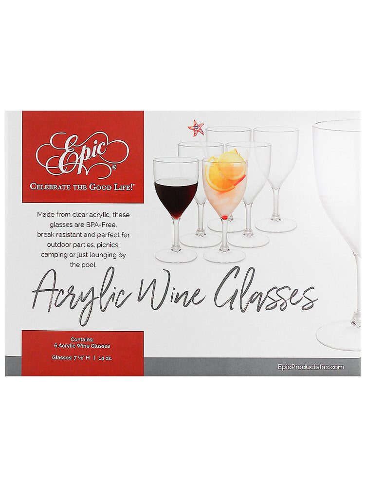 Epic Acrylic Wine Glasses 14oz, Set Of 6
