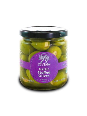 Divina Garlic Stuffed Olives 7.8oz Jar, Greece