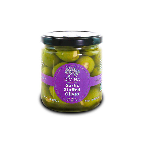 Divina Garlic Stuffed Olives 7.8oz Jar, Greece
